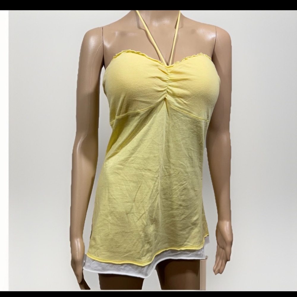 Energie Womens Y2K Halter Babydoll Coquette Tunic Top size Large Yellow